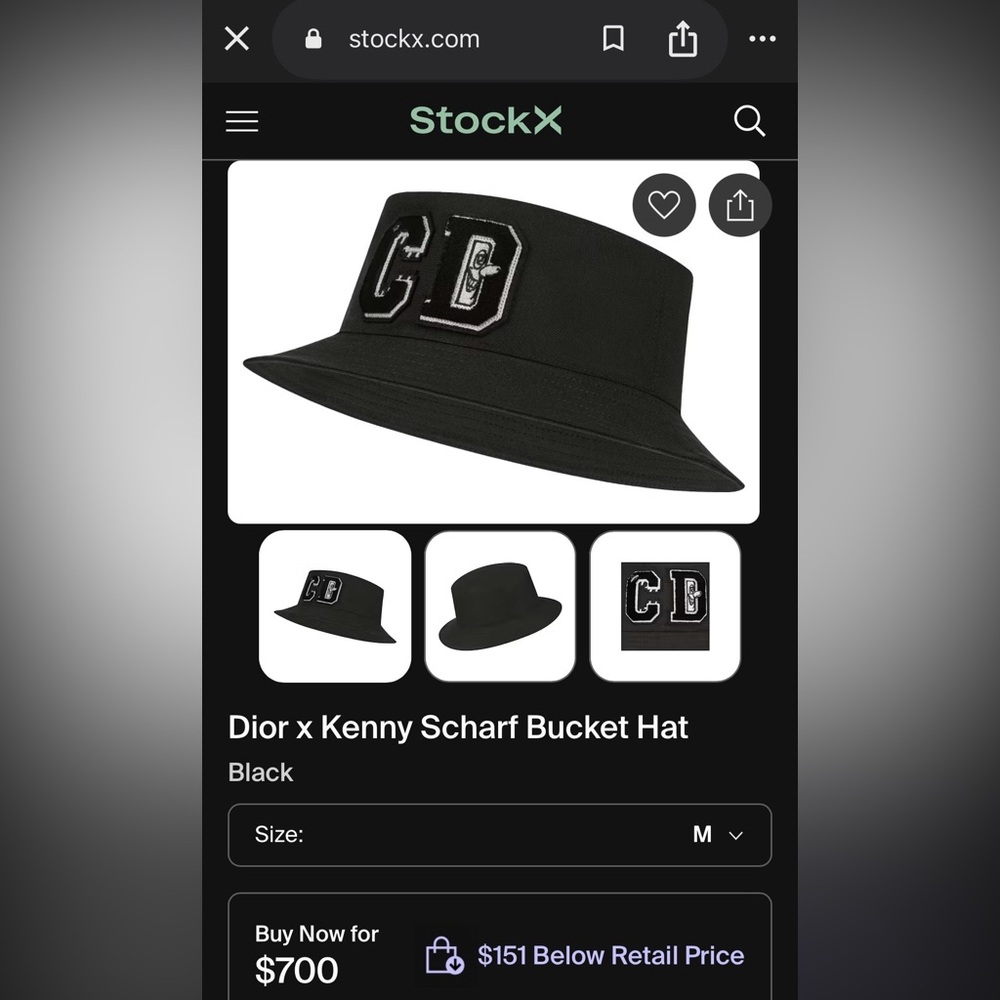 NEVER WORN DIOR x KENNY SCHARF MENS CD LOGO EMBROIDERED BUCKET HAT COTTON LG - Picture 12 of 14